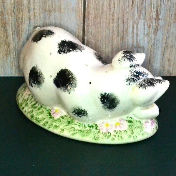Vintage MCM White And Black Pig Figure Toothpick Party Fork Holder Ceramic - Picture 7 of 9